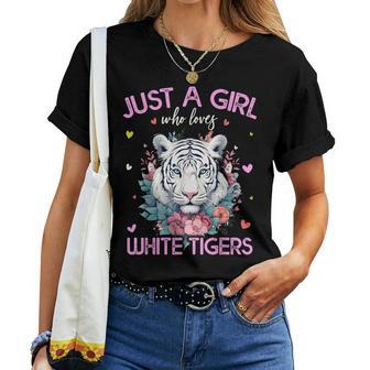 Solo Una Chica Que Ama Los Tigres Blancos Para Es Y Niñas Camiseta de mujer - Regaloses