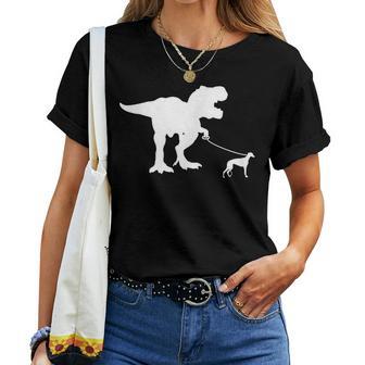 T-Rex Walking Greyhound Divertente Cane Mamma Papà Dinosauro T Rex Maglietta da donna - Novitaregali