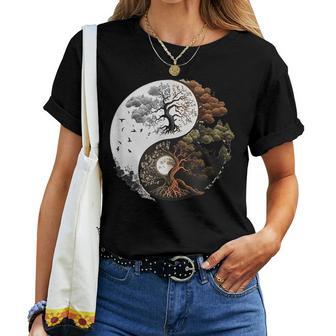 Tai Chi S Hommes Yin Yang Arbre Deie Fractale Phase Lune T-shirt femme - Cadeauxyz