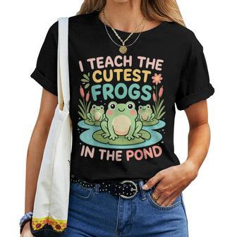 I Teach The Cutest Frogs In The Pond Teacher Student Women T-shirt | Mazezy