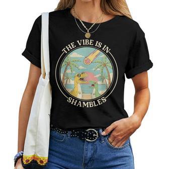 The Vibe Is In Shambles Sarcastic Dinosaur Extinction Summer Women T-shirt | Mazezy