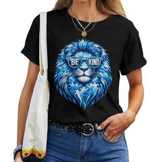 Wear Blue Autism Awareness Puzzle Lion Be Kind Boy Women Women T-shirt | Seseable UK