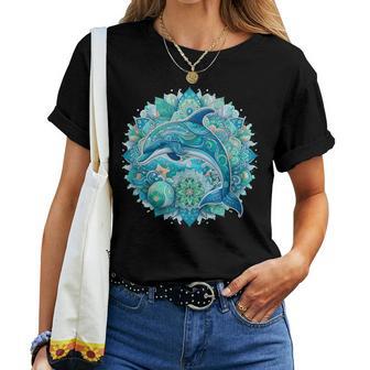 Zen Mandala Turquesa Delfín Azul Camiseta de mujer - Regaloses