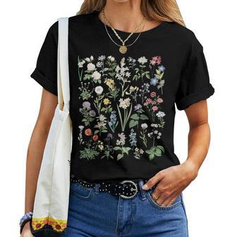ヴィンテージ 花 ボタニカル イラスト チャート 植物 レディースTシャツ - Kawaiitshirt