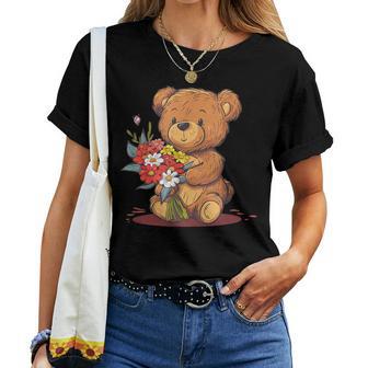 面白い花のテディベアコスチューム。 レディースTシャツ - Kawaiitshirt