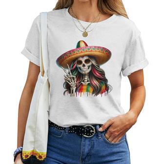 Calaveraibrante Con Calavera De Azúcar Cuello Camiseta de mujer - Regaloses