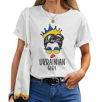 Corona Ucraina Ragazza Ucraina Messy Bun Donne Ucraina Mamma Maglietta da donna - Novitaregali