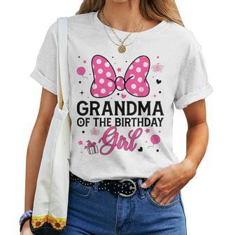 Grandma Of The Birthday Girl Cute Pink Bow Family Matching Women T-shirt | Seseable UK