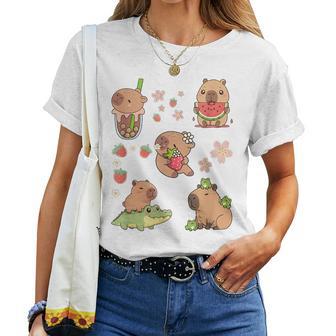 Lindo Pijama Kawaii Capybara Boba Tea Para Niñas Y Es Camiseta de mujer - Regaloses