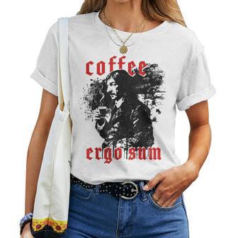 René Descartes Café Principios Filosofía Coffee Ergoum Camiseta de mujer - Regaloses