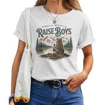Support Wildlife Raise Boys Outdoor Mama Bear Nature Lover Women T-shirt | Mazezy