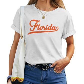 Vintage Florida Florida Throwback Blue Fl Women T-shirt | Mazezy