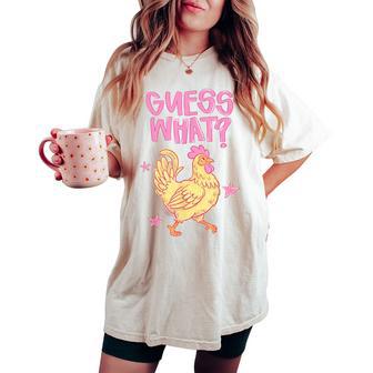2-Sided Guess What Chicken Butt Chicken Meme Humor Women's Oversized Comfort T-shirt - Thegiftio UK