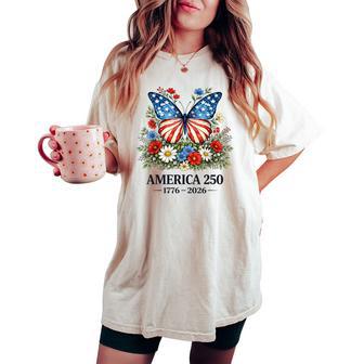 250Th Anniversary Butterfly Usa Flag Patriotic 4Th Of July Women's Oversized Comfort T-shirt - Thegiftio UK
