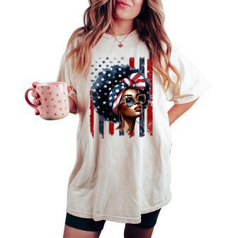 4Th Of July Black African American Afro Patriotic Women's Oversized Comfort T-shirt - Thegiftio UK