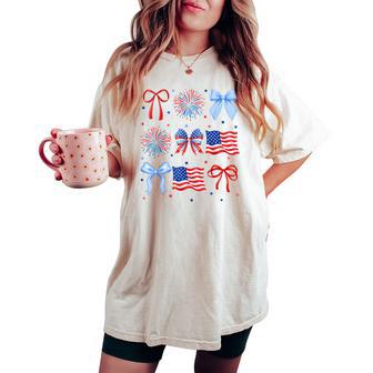 4Th Of July Usa Flag Coquette Firework Us America Girl Women's Oversized Comfort T-shirt - Thegiftio UK