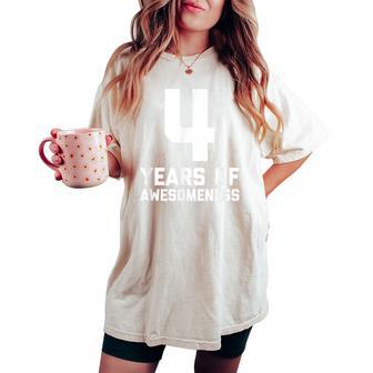 4Th バースデーシャツ 年齢 4歳 男の子 女の子 レディースオーバーサイズコンフォートTシャツ - Kawaiitshirt