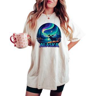 Alaska Northern Lights Aurora Alaska Vacation Kids Women's Oversized Comfort T-shirt - Monsterry