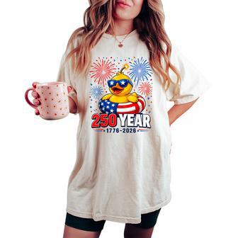 America 250Th Anniversary 4Th Of July Patriotic Rubber Duck Women's Oversized Comfort T-shirt - Thegiftio UK