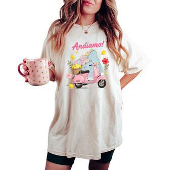 Andiamo Italian Scooter Lemon Flower Italy Travel Souvenir Women's Oversized Comfort T-shirt - Thegiftio UK