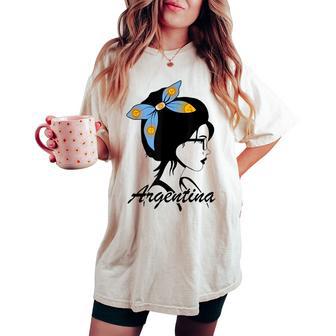 Argentina Ragazza Argentina Argentina Bandiera T-shirt comoda oversize da donna - Novitaregali