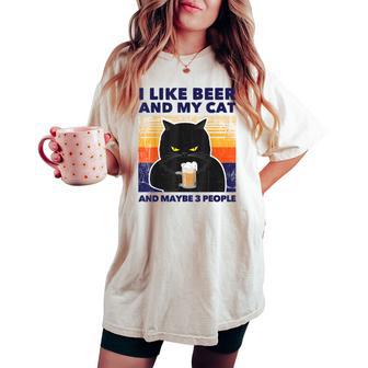 I Like Beer And My Cat And Maybe 3 People Beer Lover T-shirt comoda oversize da donna - Novitaregali