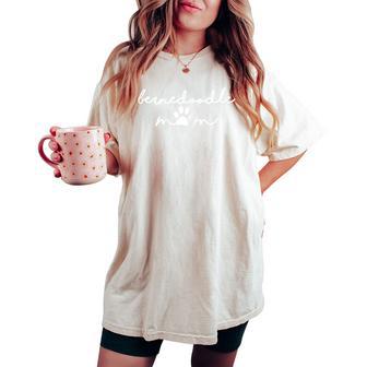 Bernedoodle Mom With Dog Pawprint For Human Fur Mama Women's Oversized Comfort T-shirt - Monsterry