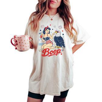 Boop Vintage Usa Girl And Eagle Patriotic Women's Oversized Comfort T-shirt - Thegiftio UK