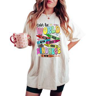 Color The World With Kindness Teacher Back To School Women's Oversized Comfort T-shirt - Thegiftio UK