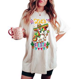 Cute Unicorn Cinco De Mayo Lets Fiesta Mexican Girl Toddler Women's Oversized Comfort T-shirt - Thegiftio UK