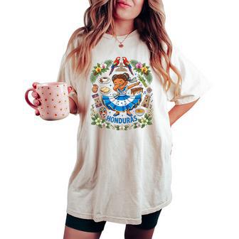 Dabbing Honduras Girl Flag Dress Orchids Pride Heritage Women's Oversized Comfort T-shirt - Monsterry