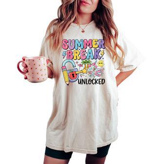 End Of School Year Teacher Last Day Summer Break Unlocked Women's Oversized Comfort T-shirt - Thegiftio UK
