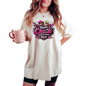 Evjf Future Mariée Original Humour Team Chaos Mariage T-shirt oversize confortable pour femme - Cadeauxyz