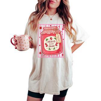 Jesus Is My Jam Cute Christian Strawberry Girly Women's Oversized Comfort T-shirt - Thegiftio UK
