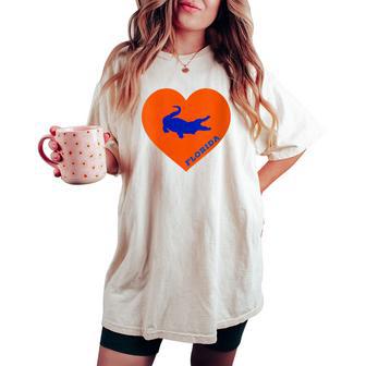 A Gator With A Florida Heart Women's Oversized Comfort T-shirt - Monsterry