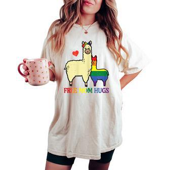 Gay Free Mom Hugs Llama Rainbow Pride Flag Lgbtq Mama Women Women's Oversized Comfort T-shirt - Thegiftio UK