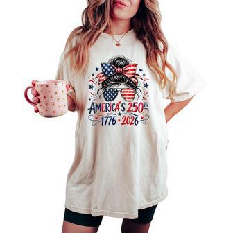 Girls 250 American Anniversary Outfit 4Th Of July Patriotic Women's Oversized Comfort T-shirt | Seseable UK