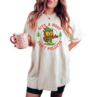 Give A Hoot Retro Owl Nature Conservation Women's Oversized Comfort T-shirt | Seseable CA
