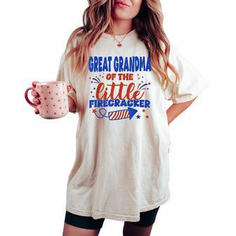 Great Grandma Of The Little Firecracker Fourth Of July Women's Oversized Comfort T-shirt - Monsterry