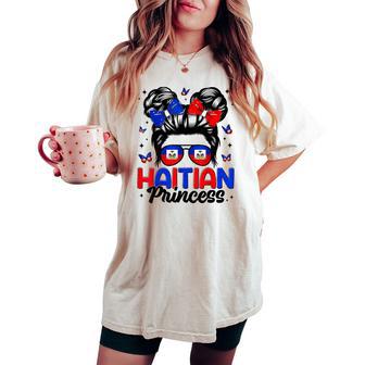 Haitian Princess Messy Bun Haitian Flag Day Girl Women's Oversized Comfort T-shirt - Thegiftio