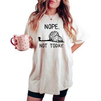 Lazy Cat Nope Not Today Cat Lover Love Cats Cat Girls Kids Women's Oversized Comfort T-shirt - Thegiftio