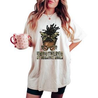Loc'd Hair Messy Bun Black Woman Girl Camo Unbothered Women's Oversized Comfort T-shirt - Thegiftio UK