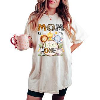 Mom Of The Wild One 1St Birthday Boy Safari Animals Women's Oversized Comfort T-shirt - Thegiftio UK