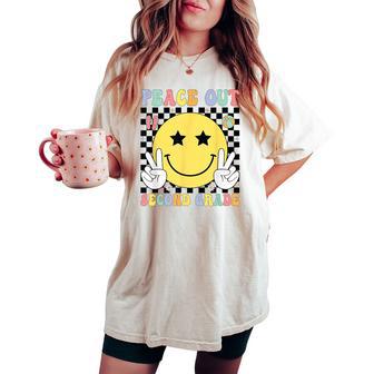 Peace Out Second Grade Graduation Smile Face Last Day School Women's Oversized Comfort T-shirt - Thegiftio