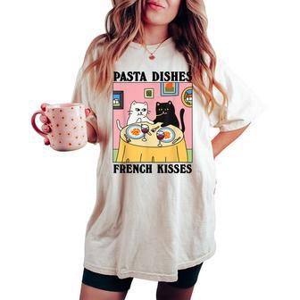 Plats De Pâtes French Kissespaghetti Cat Dîner Romantique T-shirt oversize confortable pour femme - Cadeauxyz