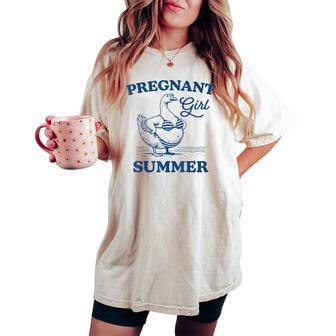 Pregnant Girl Summer Goose Mama Hawaii Beach Vacation Women's Oversized Comfort T-shirt - Thegiftio UK