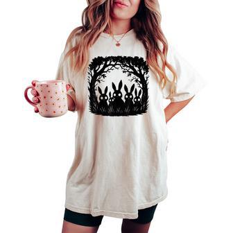 Raccapricciante Bunnyilhouette Dark Gothic Forest Horror Estetica T-shirt comoda oversize da donna - Novitaregali