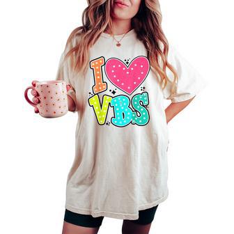 Retro I Love Vbs 2024 Vacation Bible School Christian Women's Oversized Comfort T-shirt - Thegiftio UK