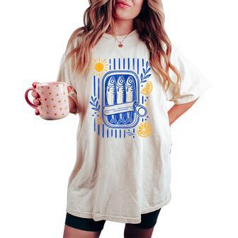 Sardine Fisherman Fish Coastal Graphic Summer Vacation Women's Oversized Comfort T-shirt - Thegiftio UK