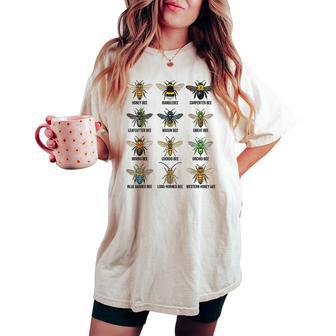 Types Of Bees Bee Species Chart Entomology Science Women's Oversized Comfort T-shirt - Thegiftio UK